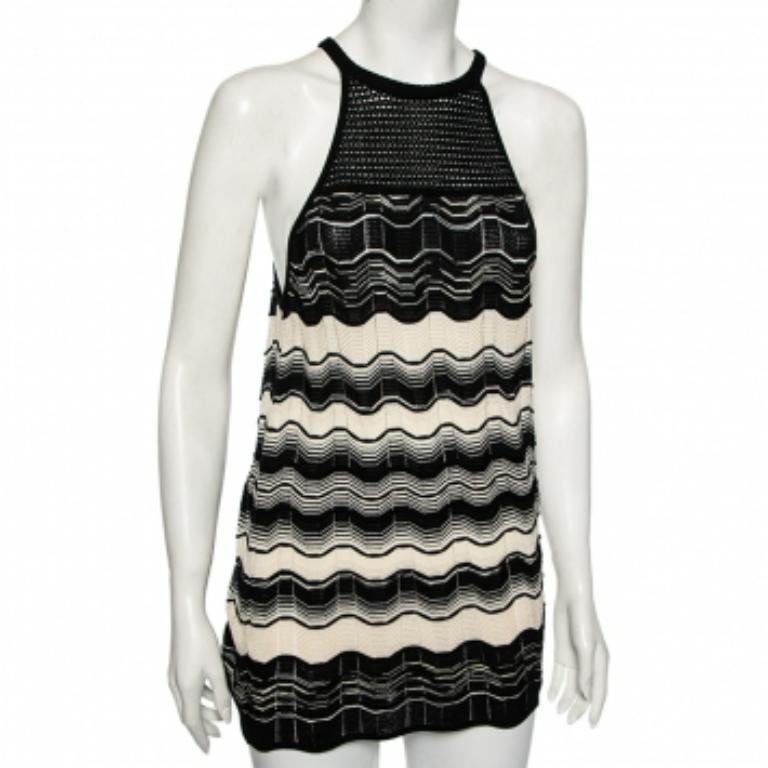 Top sin mangas de punto monocromo M Missoni S Negro en venta