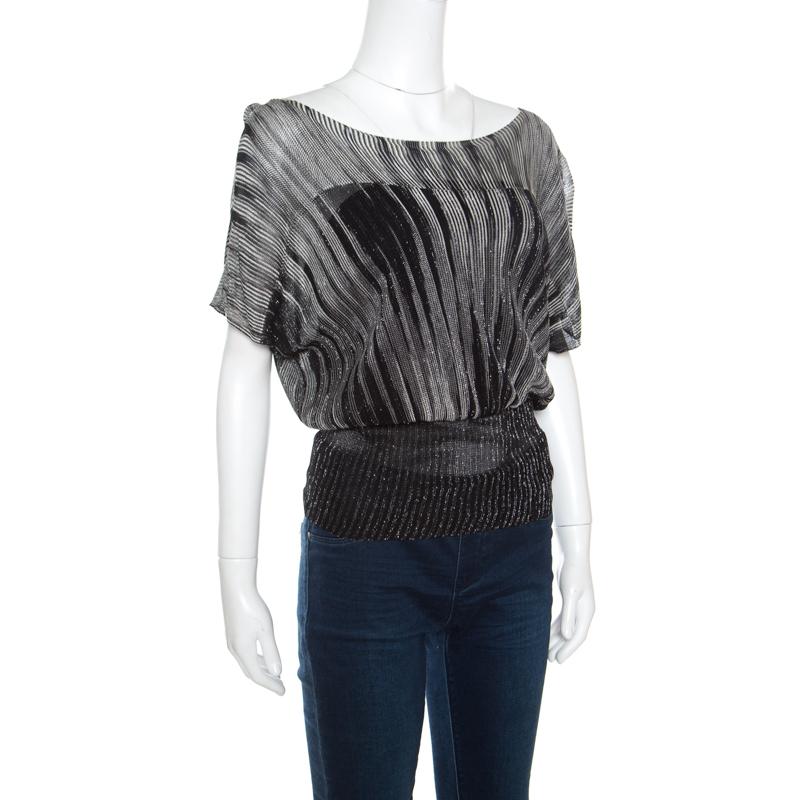 Black M Missoni Monochrome Lurex Knit Dolman Sleeve Top S