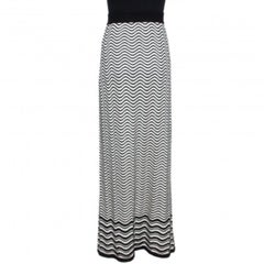 M Missoni Monochrome Wave Patterned Knit Maxi Skirt M