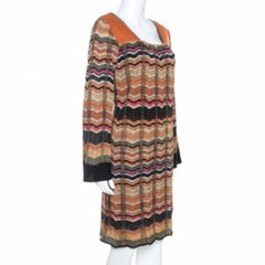 M Missoni Multicolor Chevron Knit Wool Blend Dress L