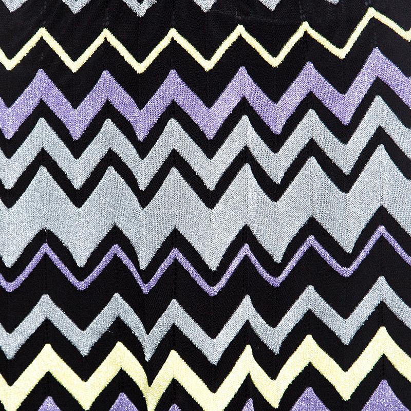 M Missoni Multicolor Chevron Pattern Lurex Knit Maxi Skirt M 2