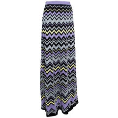 M Missoni Multicolor Chevron Pattern Lurex Knit Maxi Skirt M