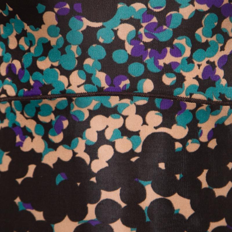 Black M Missoni Multicolor Dot Printed Stretch Knit Scoop Back Dress S