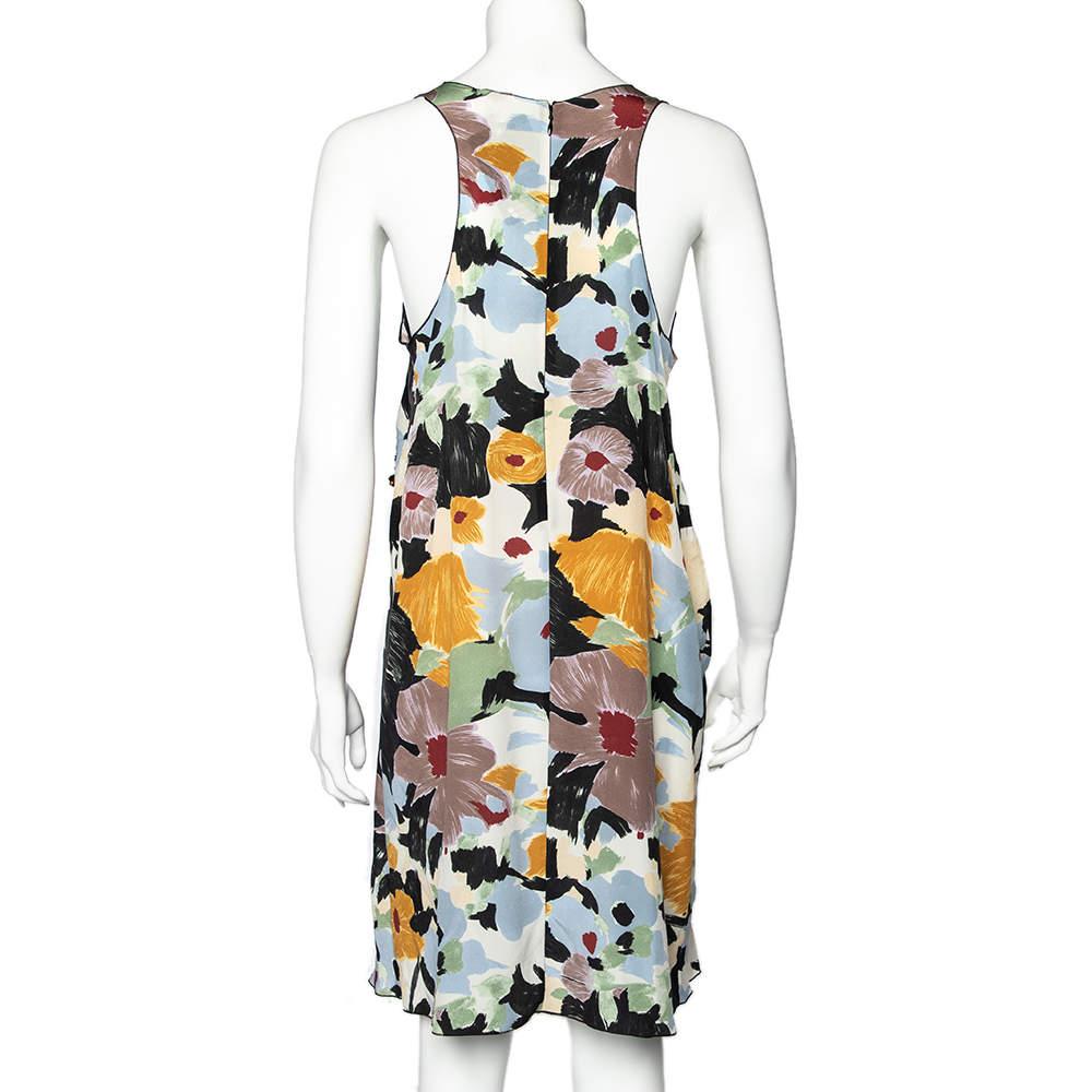 Beige M Missoni Multicolor Floral Printed Silk Sequin Embellished Shift Dress M