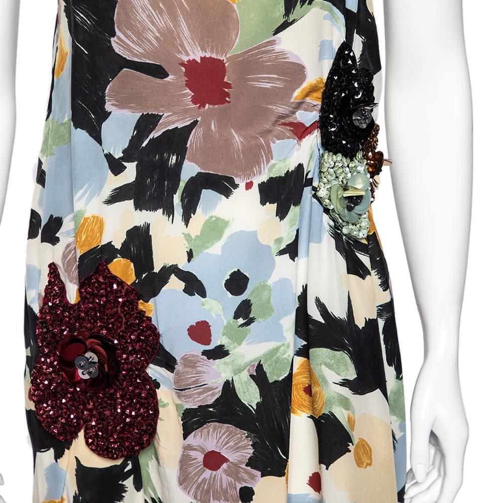 M Missoni Multicolor Floral Printed Silk Sequin Embellished Shift Dress M In Good Condition In Dubai, Al Qouz 2