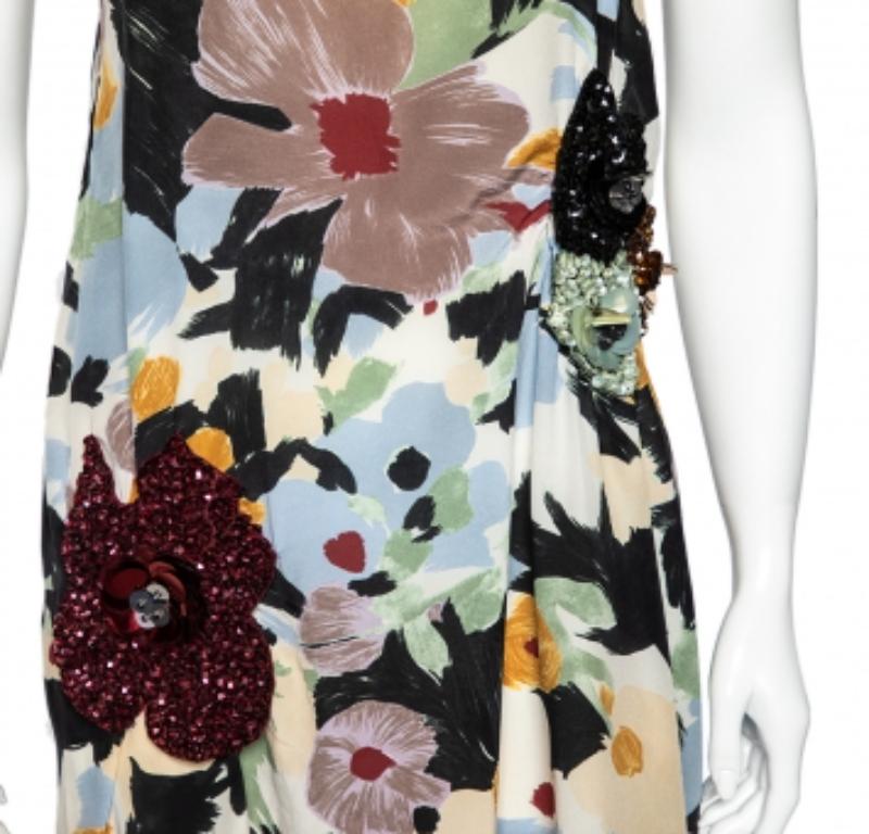 M Missoni Multicolor Floral Printed Silk Sequin Embellished Shift Dress M 2