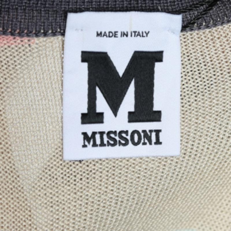 M Missoni Top à col plongeant en tricot de coton à motif géométrique multicolore M Bon état - En vente à Dubai, Al Qouz 2
