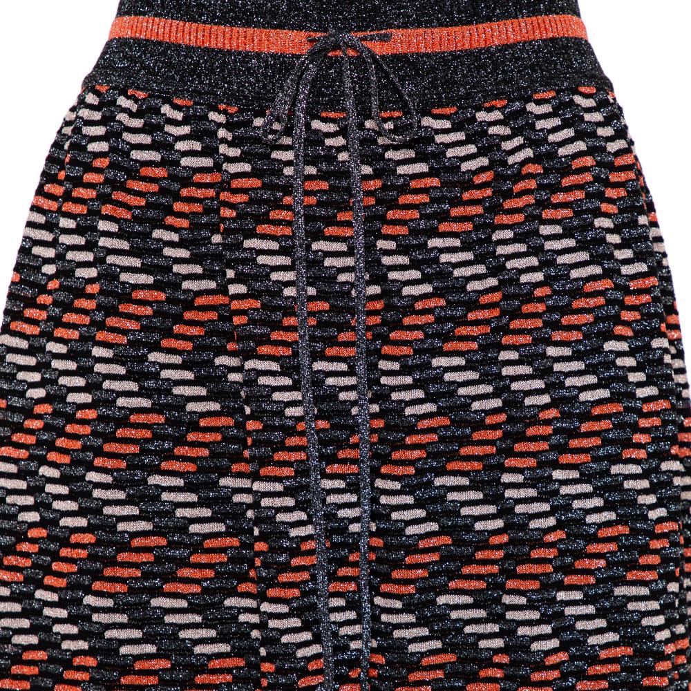 Black M Missoni Multicolor Geometric Pattern Lurex Knit Maxi Skirt L