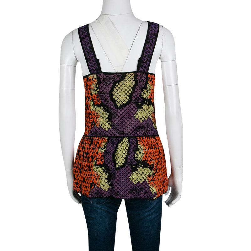 Black M Missoni Multicolor Honeycomb Patterned Knit Sleeveless Peplum Top M