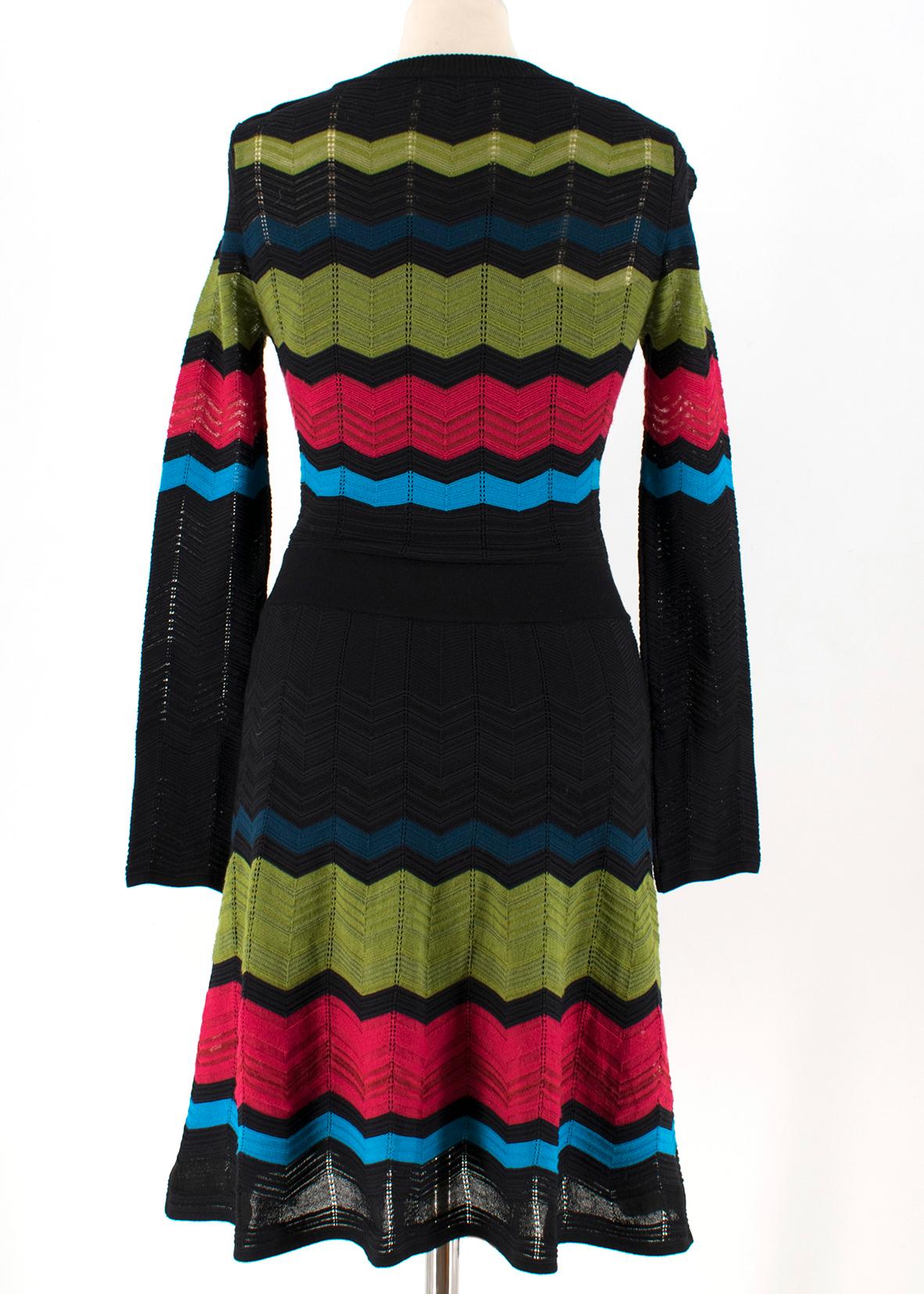 Black M Missoni Multicolor Knit A-line Dress Size IT 38 / US 0-2