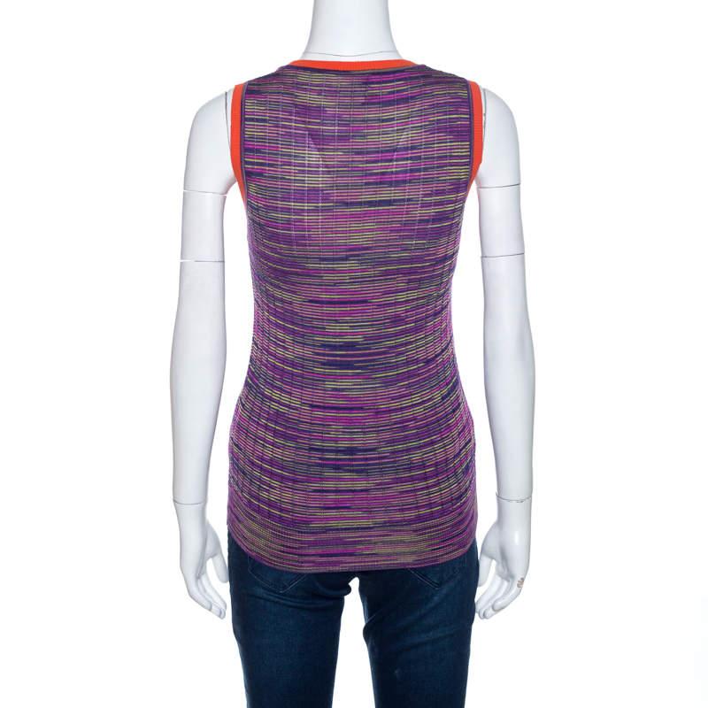 Gray M Missoni Multicolor Knit Contrast Trim Sleeveless Tank Top M