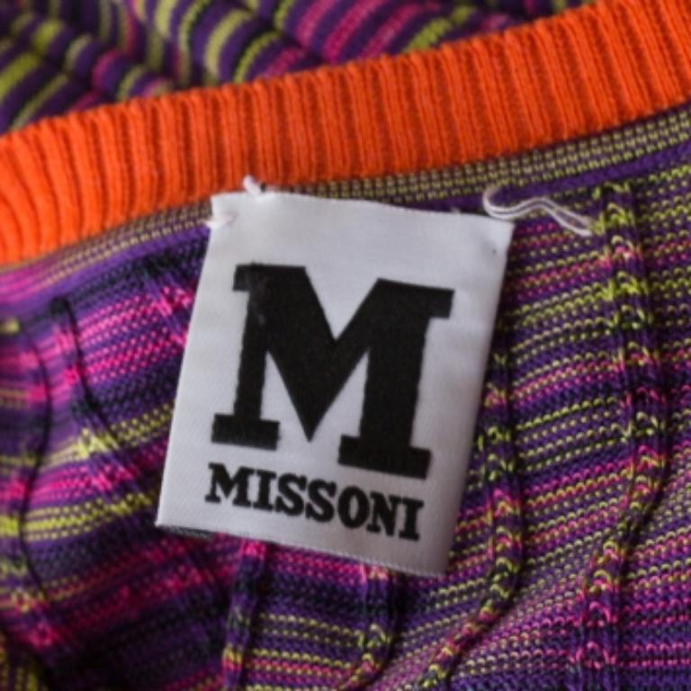 M Missoni Mehrfarbiges ärmelloses Strick-Tanktop mit Kontrastbesatz und Kontrastbesatz M (Grau) im Angebot