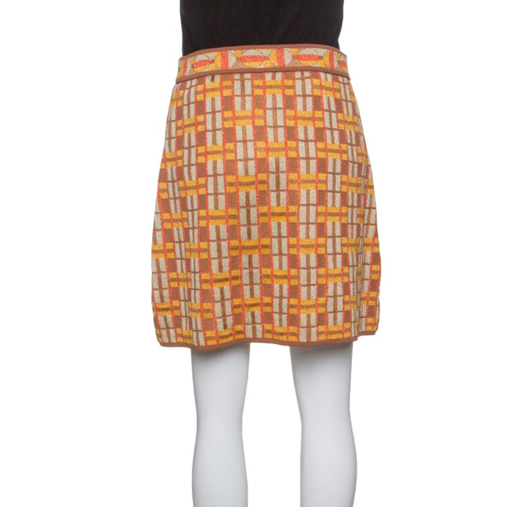 Refresh your collection with this A-line skirt that will boost your style quotient. This gorgeous M Missoni piece accented with lattice knitting looks modest, yet its contemporary design will be perfect for casual and evening events.

Includes: The