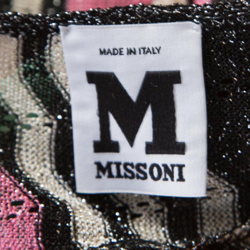 M Missoni Multicolor Lurex Chevron Patterned Knit Neck Tie Detail Dress M 1