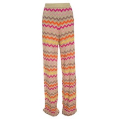 M Missoni Multicolor Lurex Knit Chevron Pattern Elasticized Waist Pants M