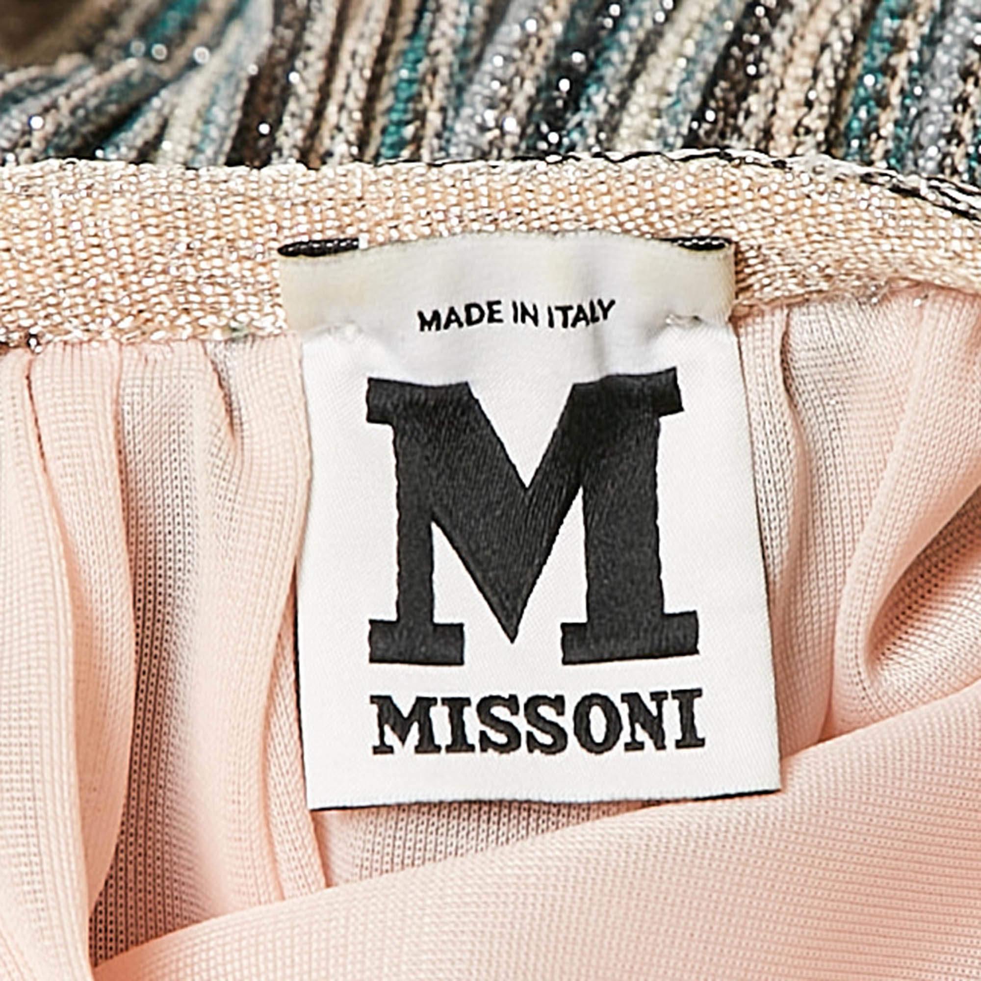 M Missoni Vestido de manga con flecos de punto de lúrex multicolor S en venta 1