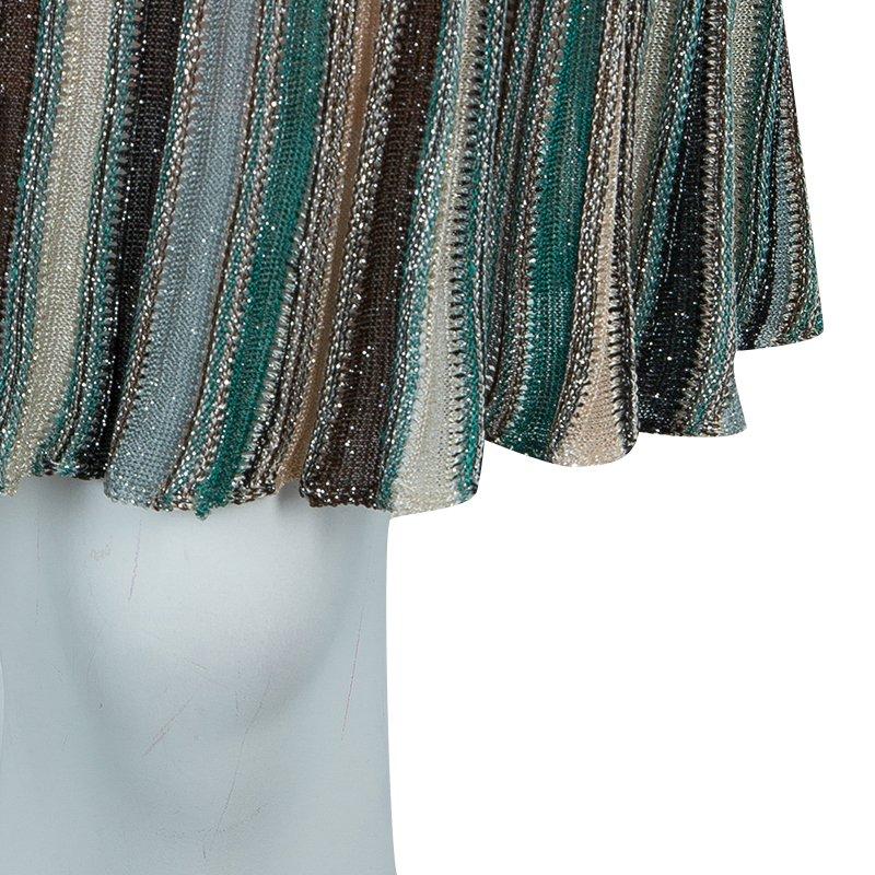 M Missoni Multicolor Lurex Knit Fringed Sleeve Dress S In Good Condition In Dubai, Al Qouz 2
