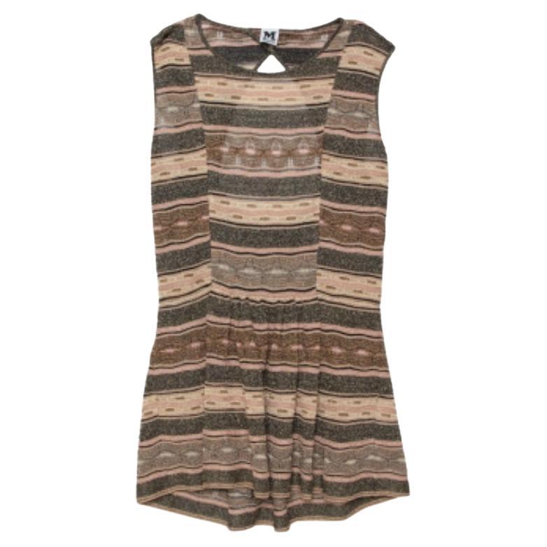 M Missoni Multicolor Lurex Knit Open Back Detail Mini Dress L For Sale