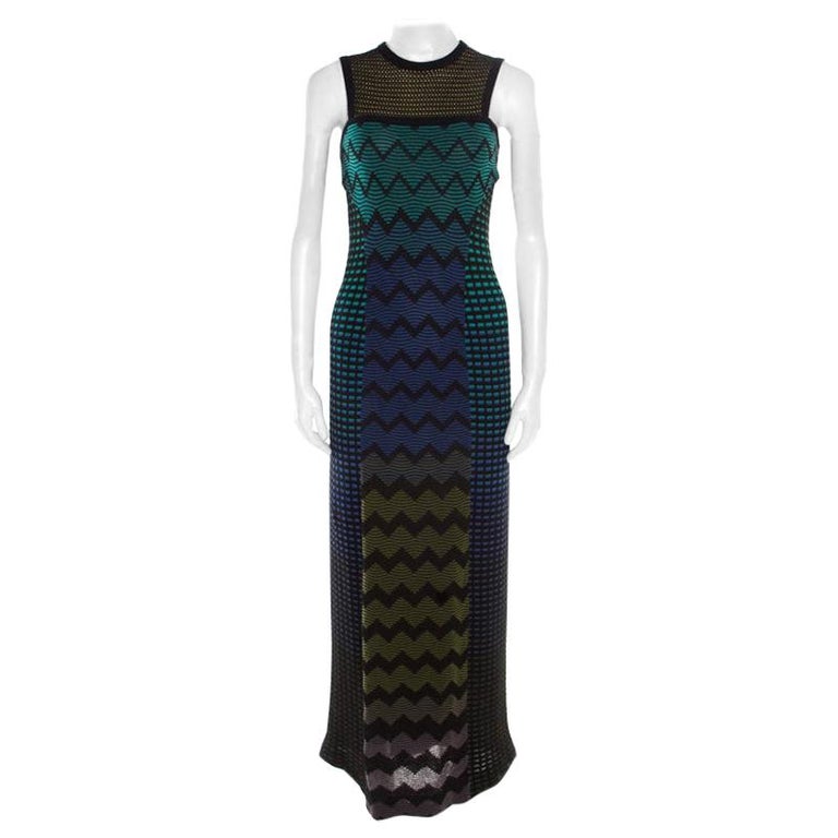 M Missoni Multicolor Patterned Jacquard Knit Sleeveless Maxi Dress S ...