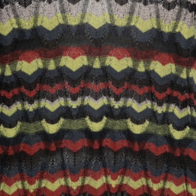 M Missoni Mehrfarbig gemustertes gestricktes Oberteil mit Schleifendetails, S (Schwarz) im Angebot