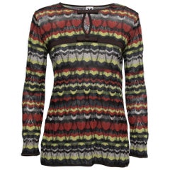 M Missoni Multicolor Patterned Knit Bow Detail Top S