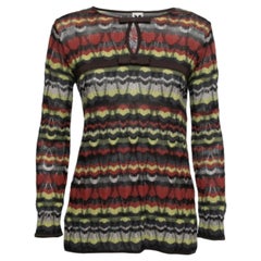 M Missoni Multicolor Patterned Knit Bow Detail Top S