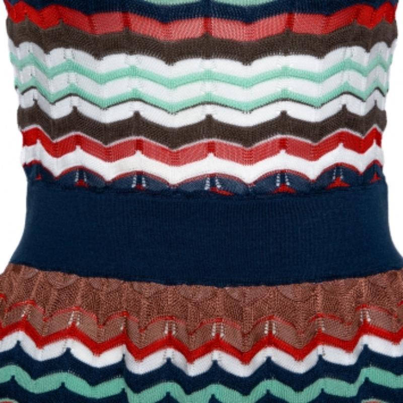 M Missoni Multicolor Patterned Knit Cut Out Detail Sleeveless Dress S In condizioni buone in vendita a Dubai, Al Qouz 2