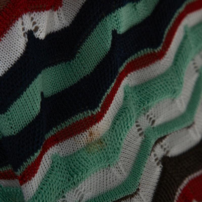 Donna M Missoni Multicolor Patterned Knit Cut Out Detail Sleeveless Dress S in vendita