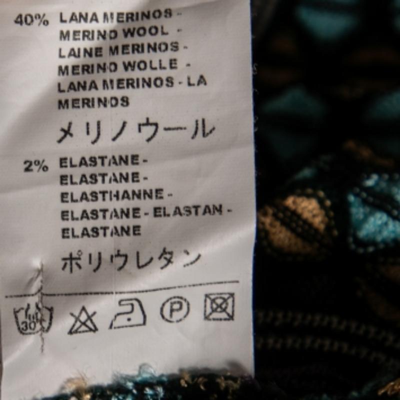 M Missoni Mehrfarbige gemusterte langärmlige Strickjacke mit langen Ärmeln S (Schwarz) im Angebot