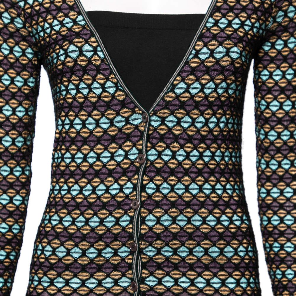 M Missoni Multicolor Patterned Knit Long Sleeve Cardigan S In Good Condition In Dubai, Al Qouz 2