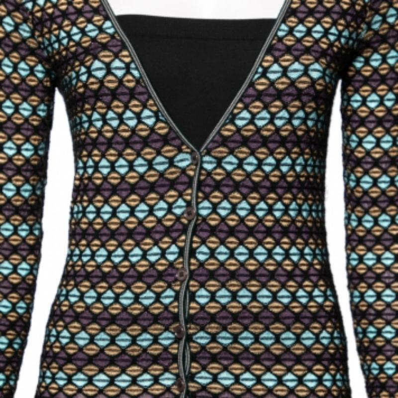 M Missoni Mehrfarbige gemusterte langärmlige Strickjacke mit langen Ärmeln S im Angebot 1