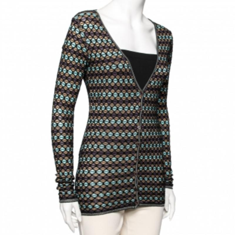 M Missoni Mehrfarbige gemusterte langärmlige Strickjacke mit langen Ärmeln S im Angebot 2