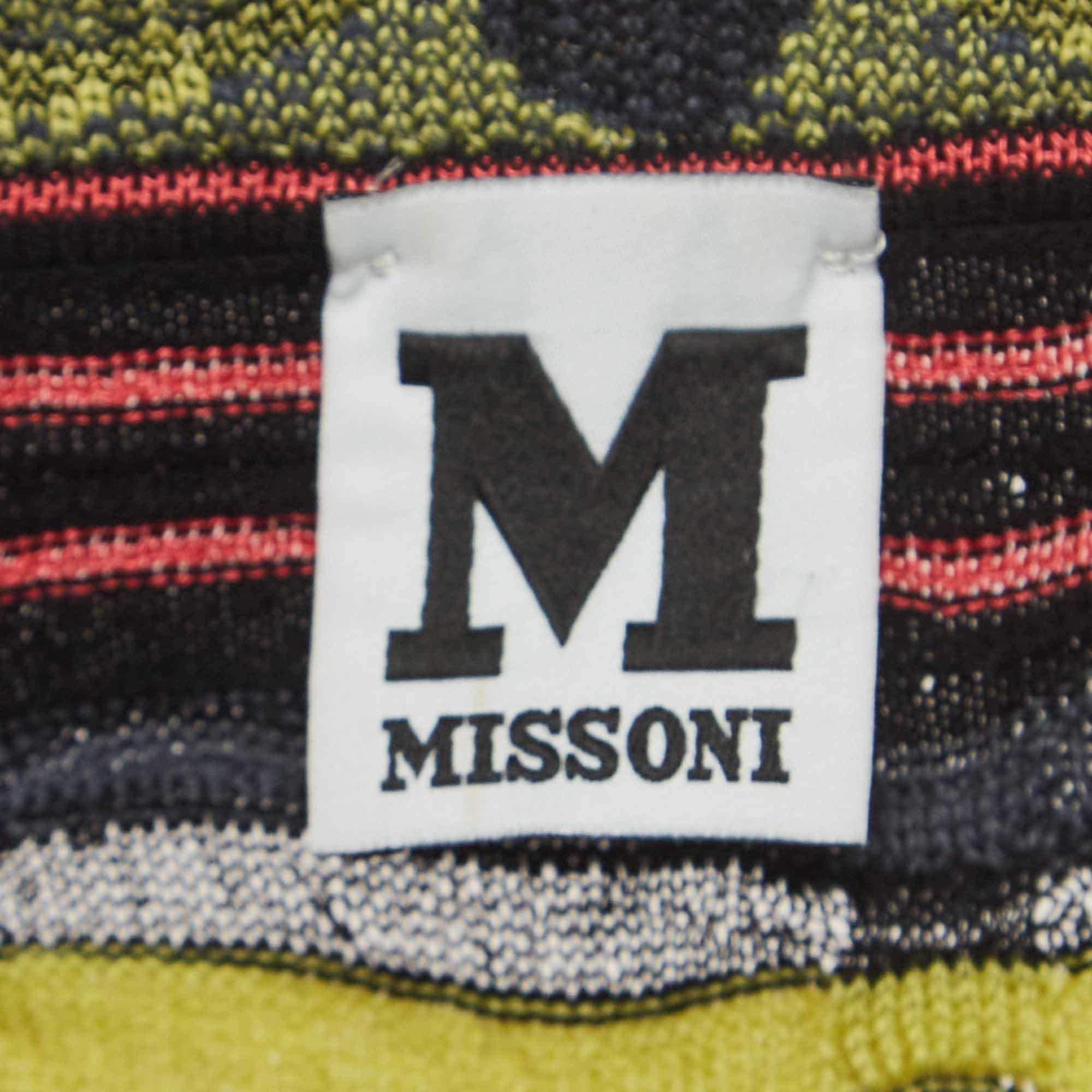 M Missoni Multicolore Motifs Tricot Manches Courtes Top L Bon état - En vente à Dubai, Al Qouz 2