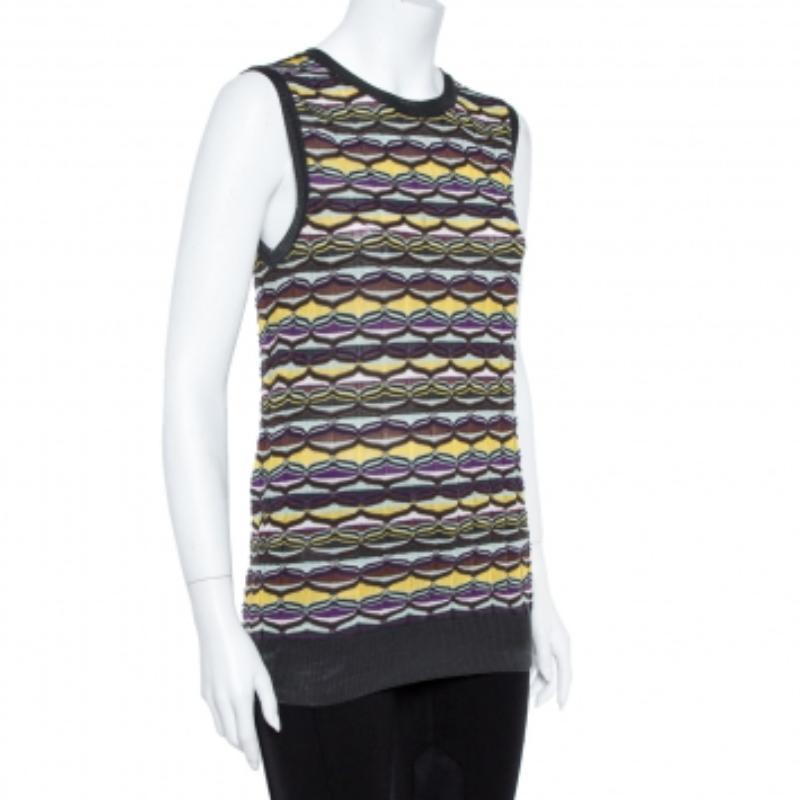 M Missoni Multicolor Patterned Knit Tank Top and Cardigan Set L For Sale 5