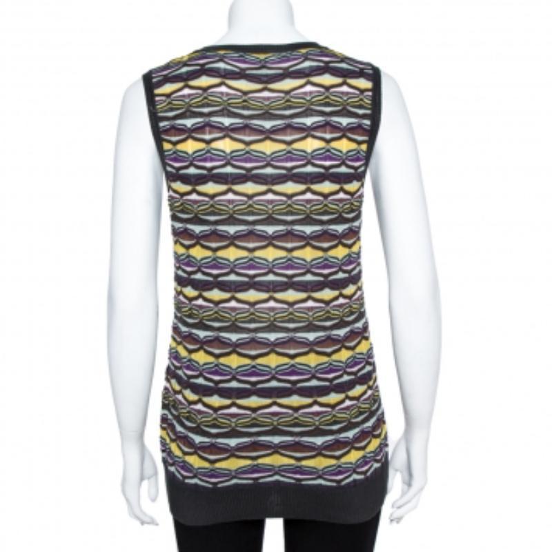 M Missoni Multicolor Patterned Knit Tank Top and Cardigan Set L For Sale 4