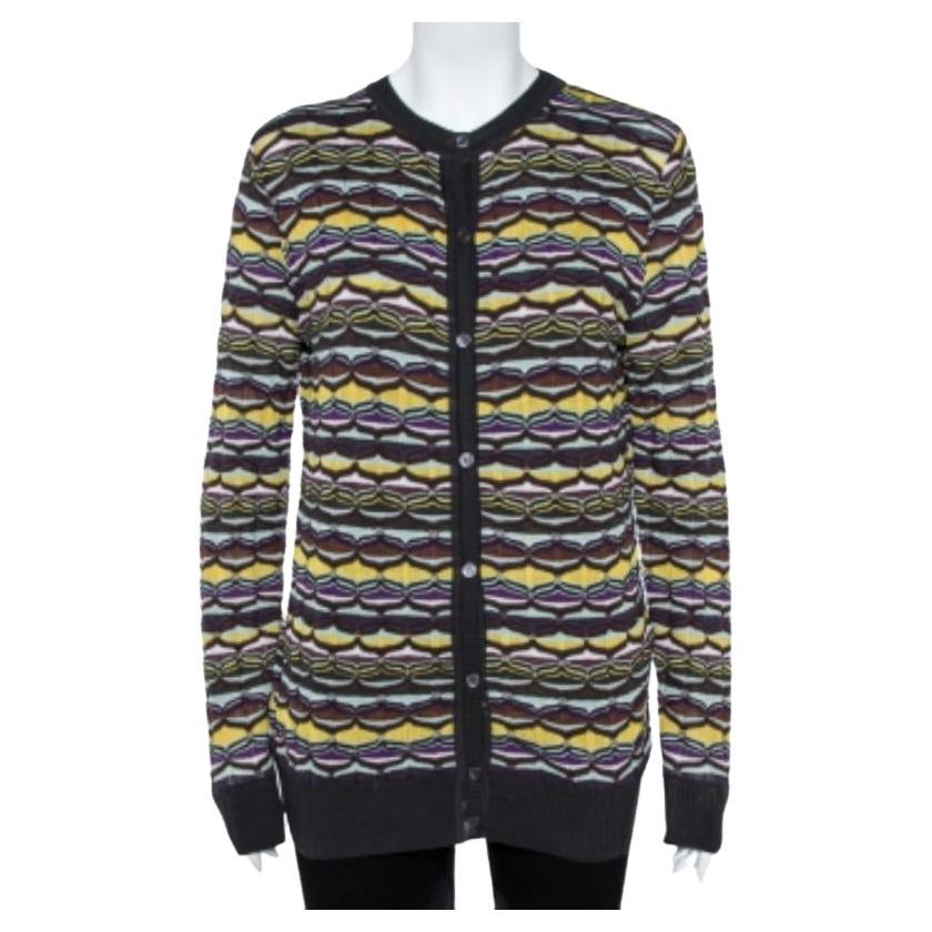 M Missoni Multicolor Patterned Knit Tank Top and Cardigan Set L For Sale