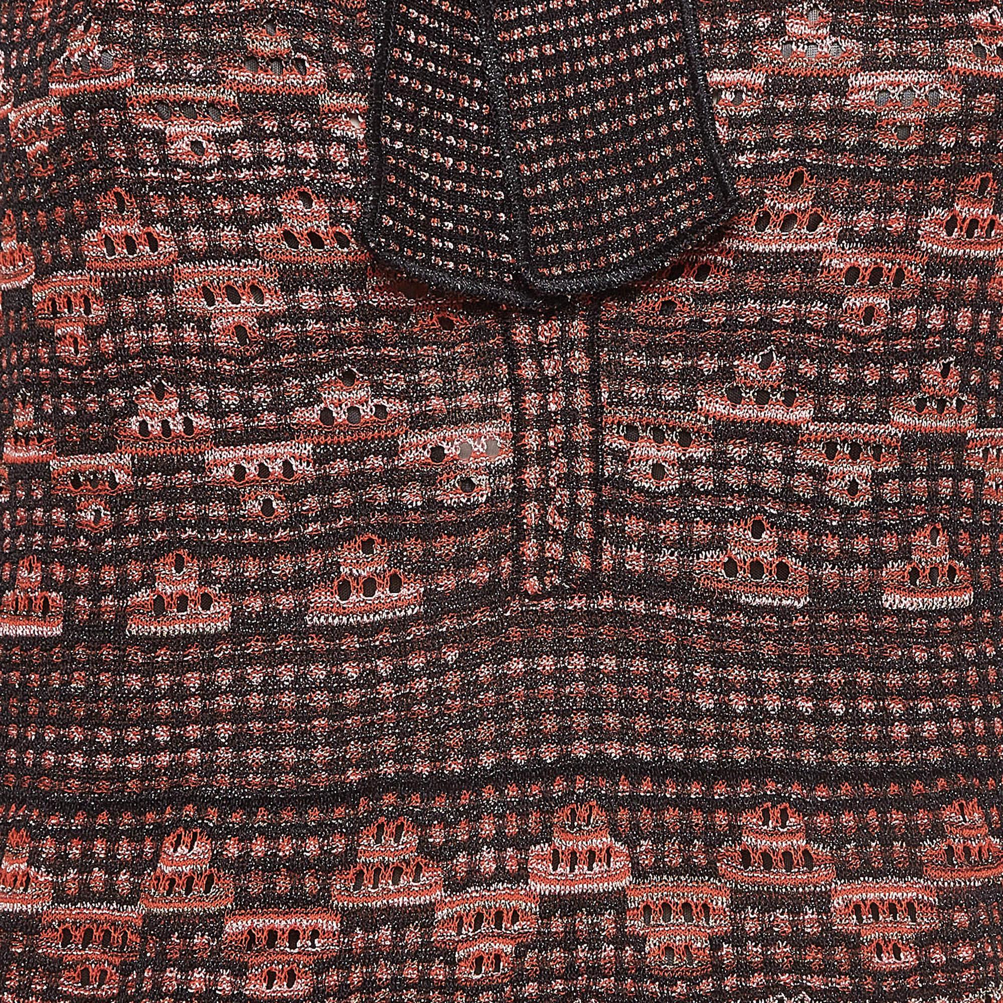 Brown M Missoni Multicolor Patterned Lurex Knit Maxi Dress M