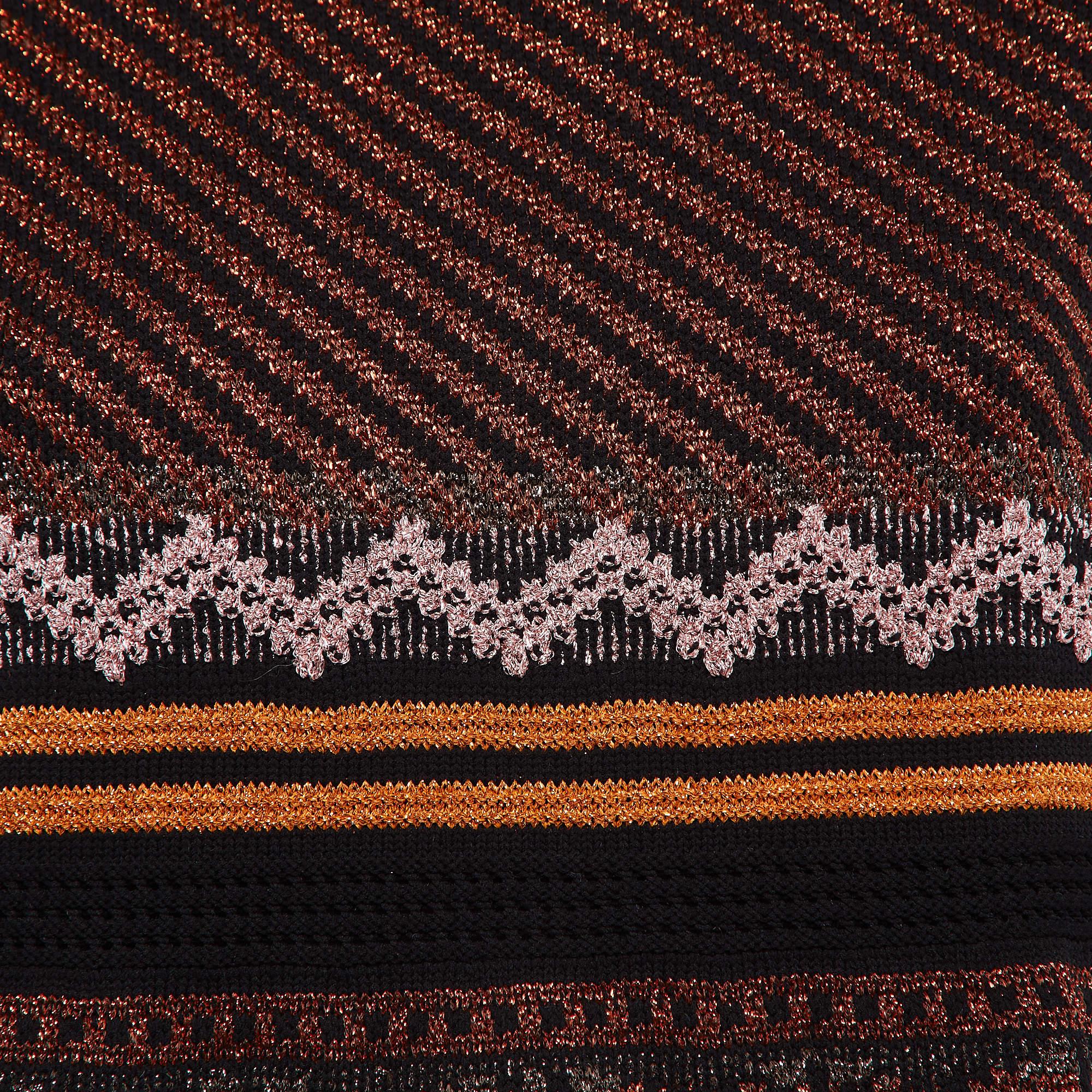 Noir M Missoni Robe midi en tricot Lurex à motifs multicolores L