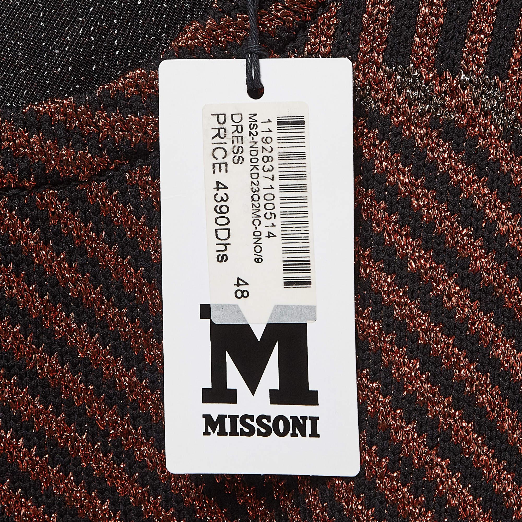 M Missoni Robe midi en tricot Lurex à motifs multicolores L 3