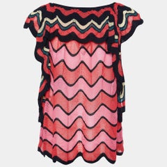 M Missoni Multicolor Patterned Ruffled Knit Top M
