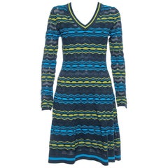 M Missoni Multicolore Robe midi en maille perforée Fit & Flare M