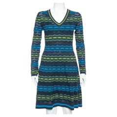 M Missoni Multicolor Perforated Knit Fit & Flare Midi Dress M