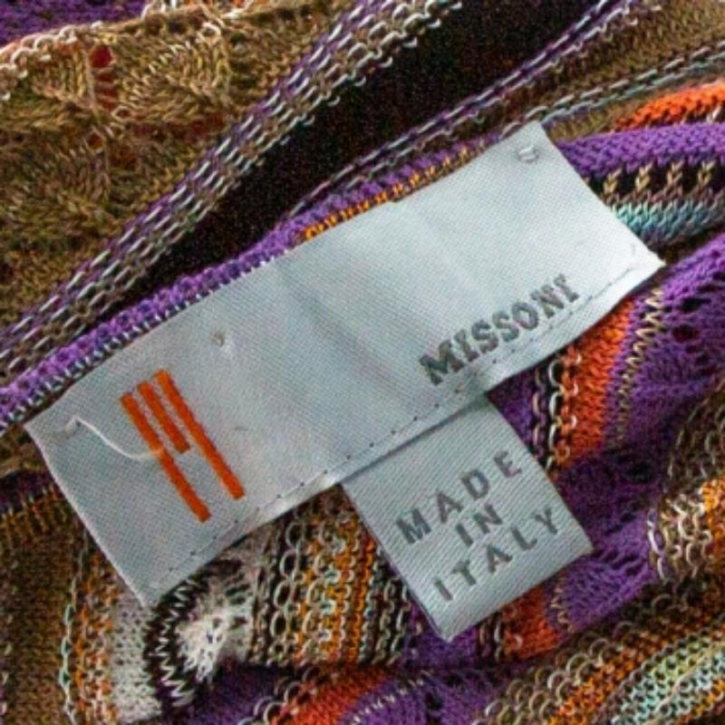 Gray M Missoni Multicolor Perforated Knit Long Sleeve Dress M For Sale