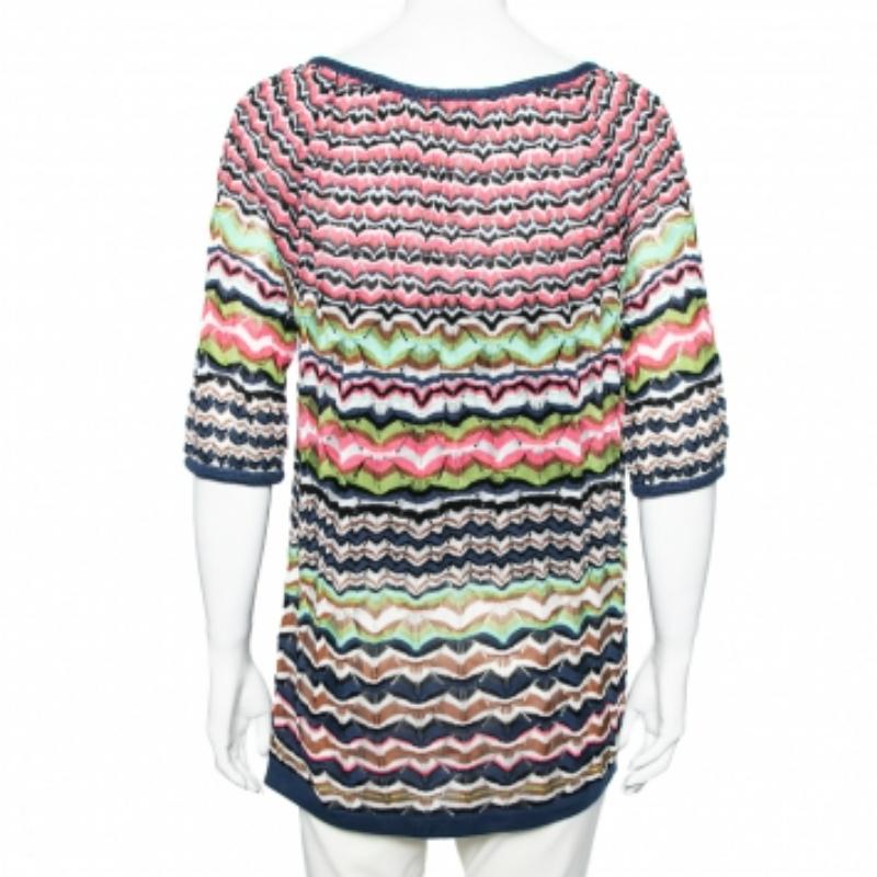 Gris M Missoni Top en maille perforée multicolore M en vente