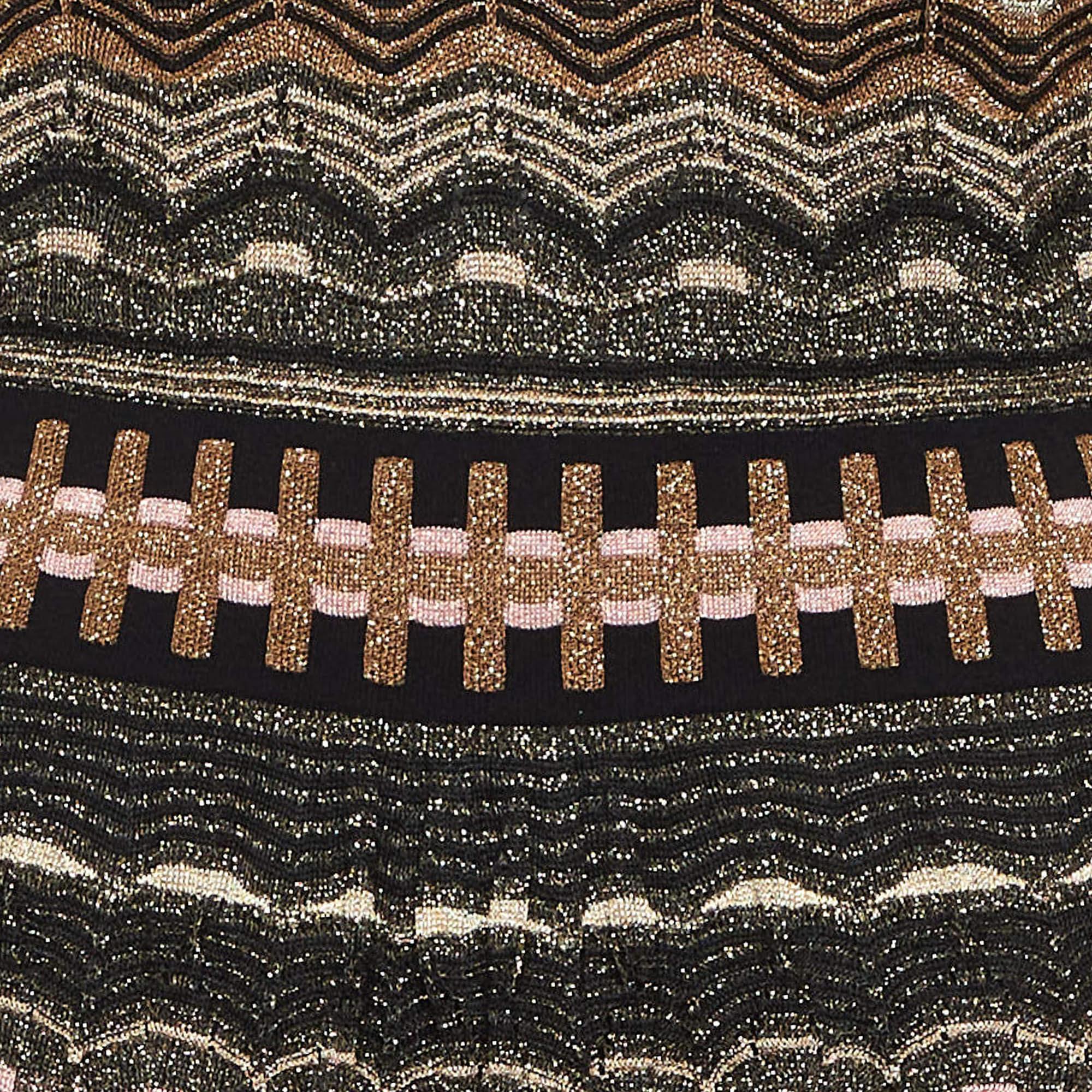 Black M Missoni Multicolor Perforated Lurex Knit Maxi Dress M