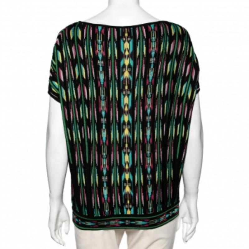 Noir M Missoni Top en maille à motifs perforés multicolores S en vente