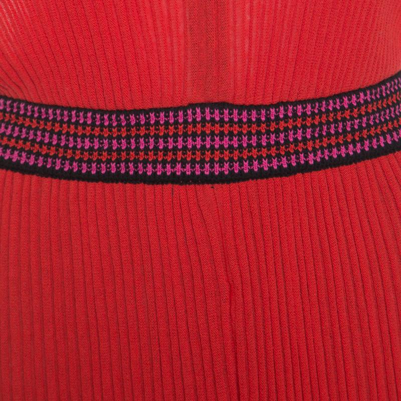 Women's M Missoni Multicolor Pleated Knit Plunge Neck Maxi Dress S