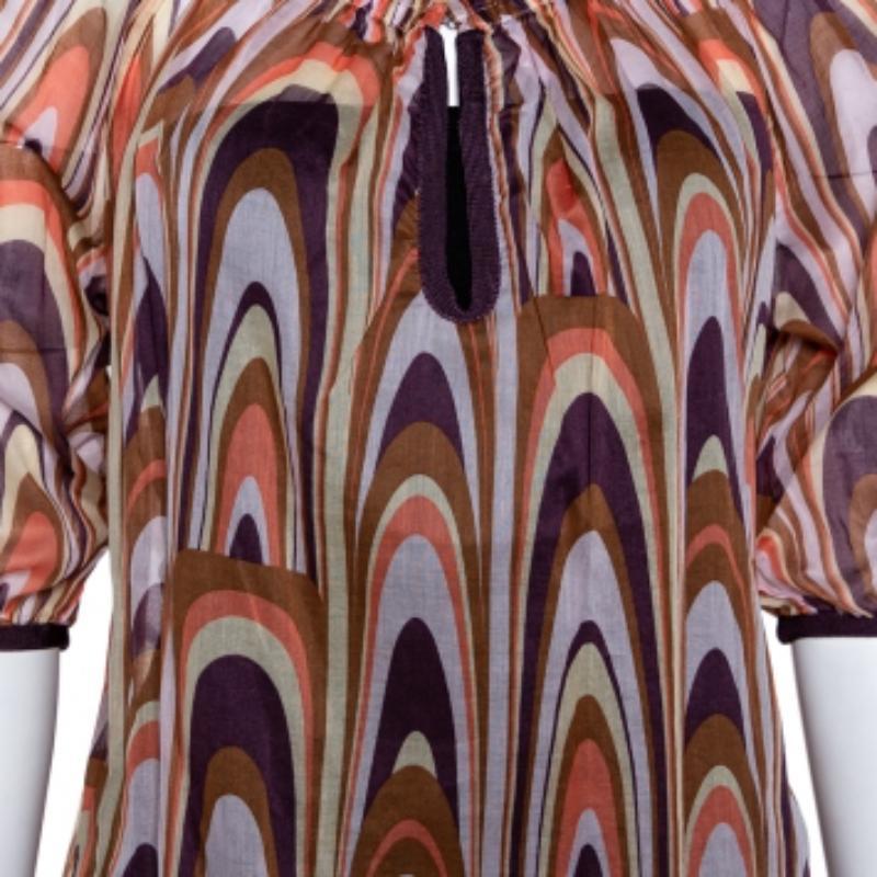 M Missoni Multicolor Printed Cotton Ruched Neckline Blouse M im Zustand „Gut“ im Angebot in Dubai, Al Qouz 2