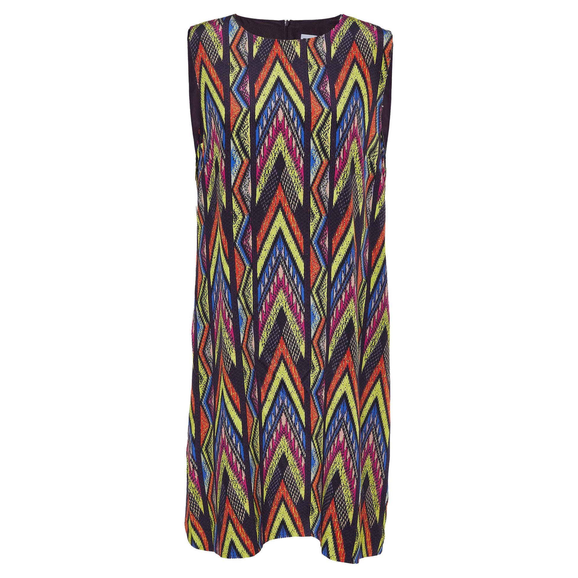M Missoni Multicolor printed Silk Sleeveless Shift Dress L For Sale