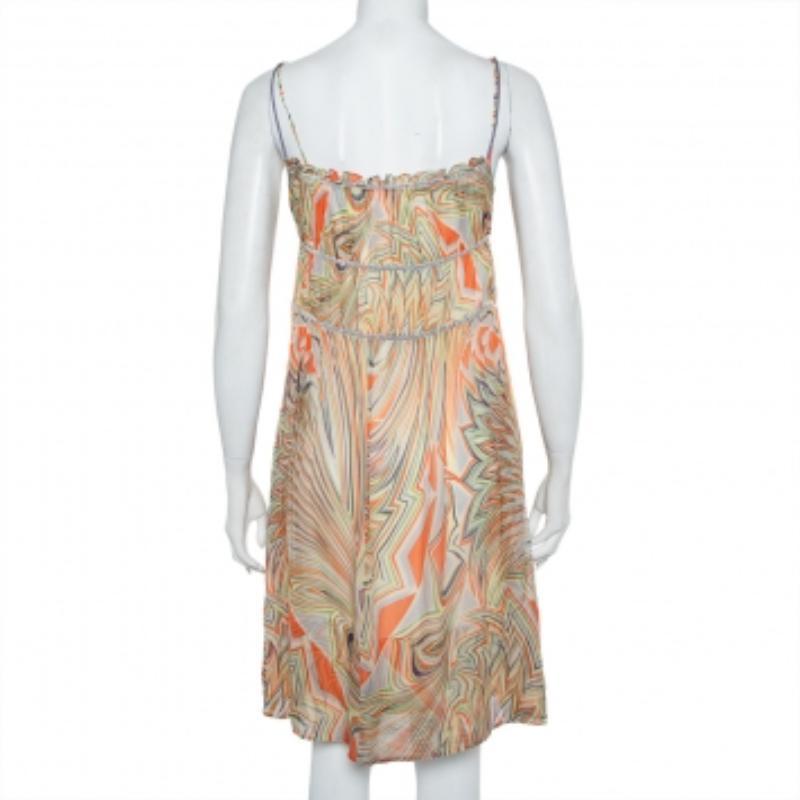 M Missoni Multicolor Printed Silk Sleeveless Tie Detail Midi Dress S In Good Condition For Sale In Dubai, Al Qouz 2
